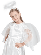 Girls Angel Costume, 3 Pcs Dress Halo Wings White Fancy Dress Up for Nativity Halloween Christmas 3-4 Years