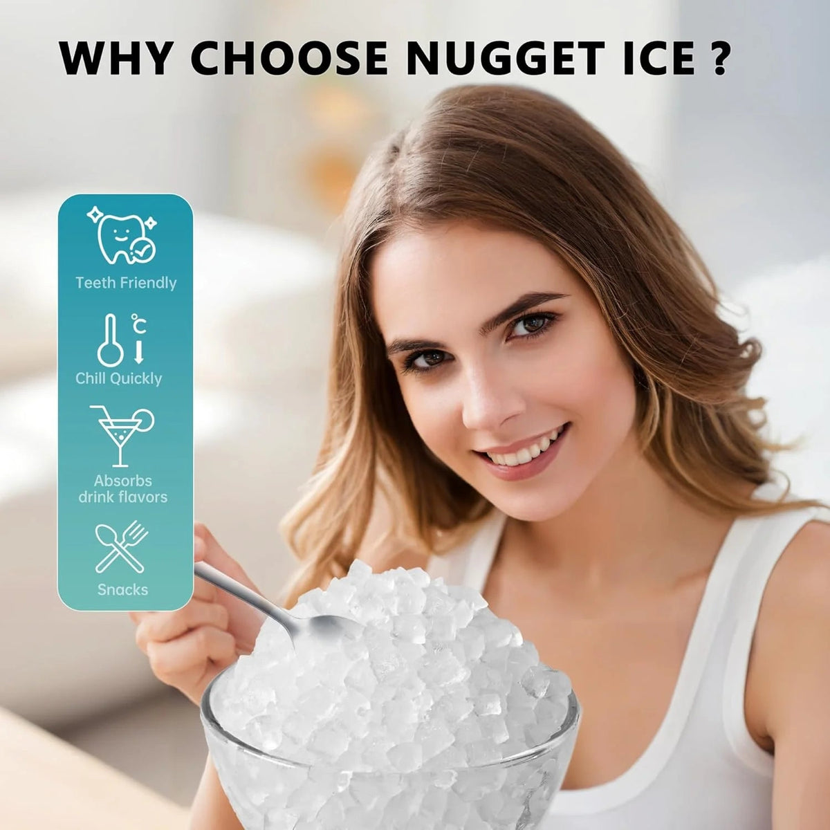 Auseo Countertop Nugget Ice Maker, 35 Lbs Each Day