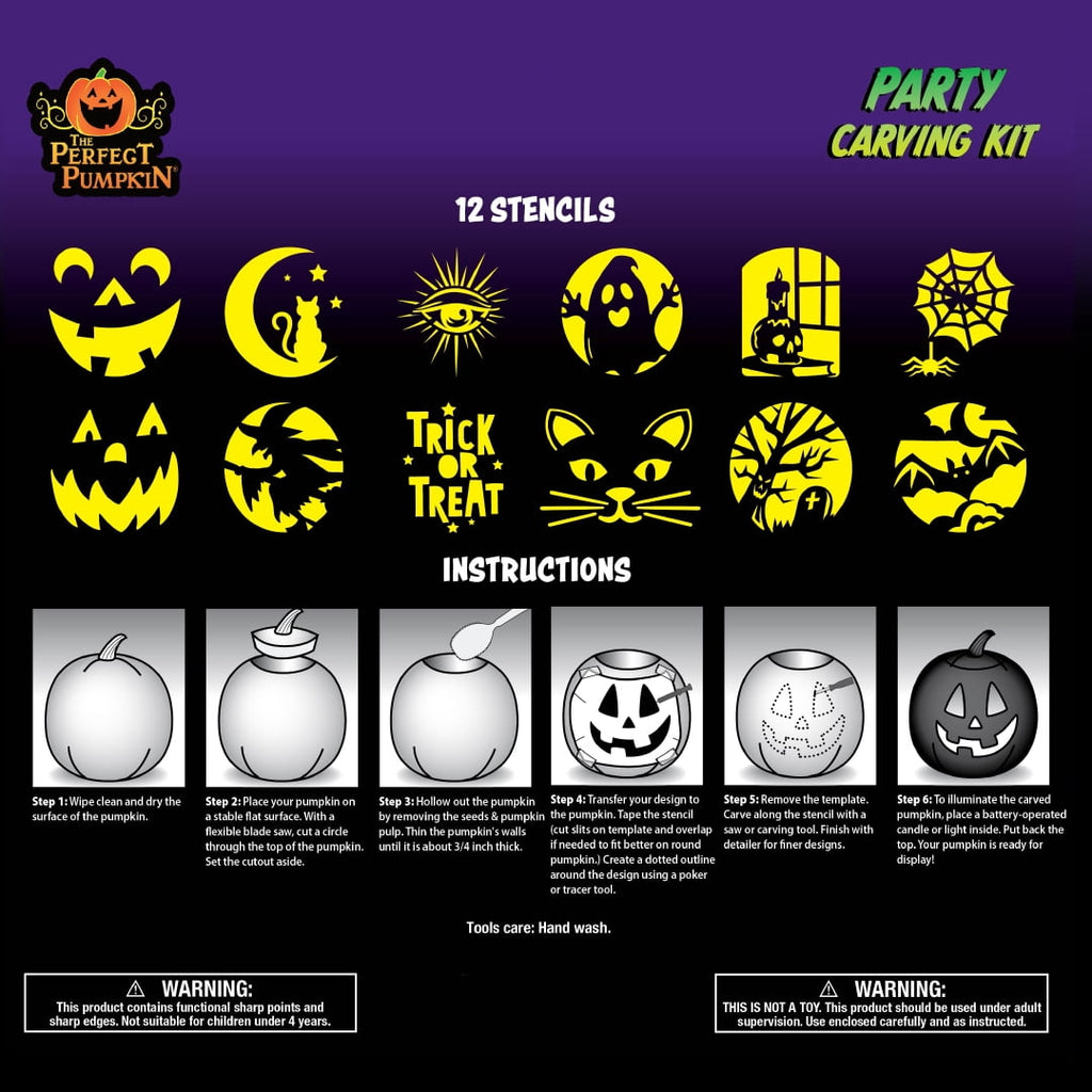 Seasons Pumpkin Carving Kit, Tools and Accessories for Halloween with 12 Stencils