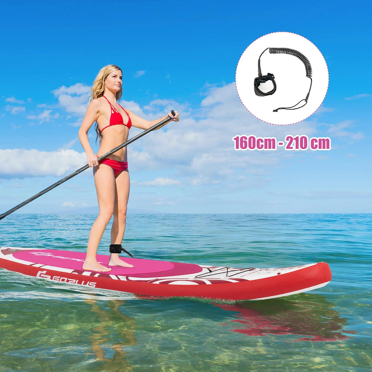 Goplus Inflatable Stand-Up Paddle Board 10.5 x 30 x 6 - Pink