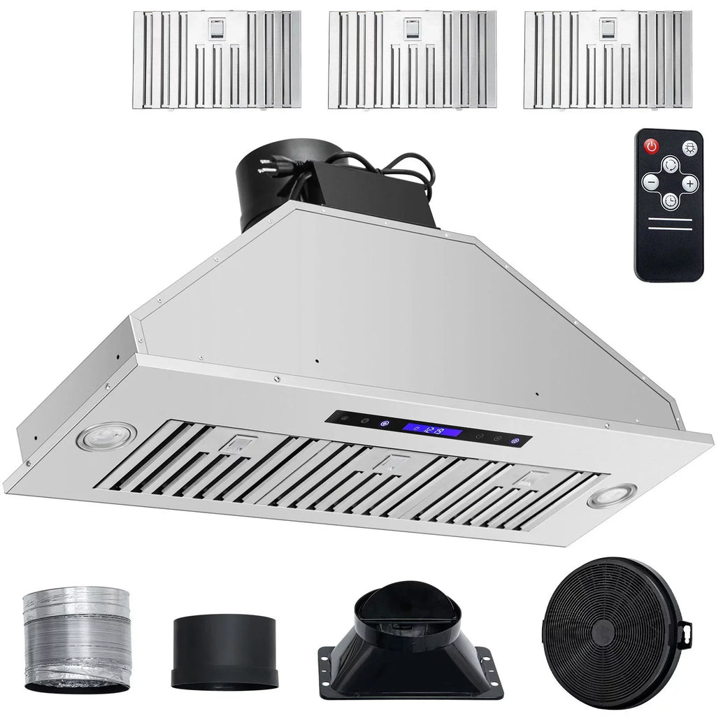 BENTISM Built-In Range Hood Insert 900CFM 36in Touch And Remote Control