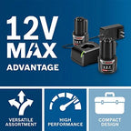 BOSCH 12V Max Cordless Drill/Driver And Impact Driver Combo Kit With 2 Batteries, Charger And Case - CLPK22-120