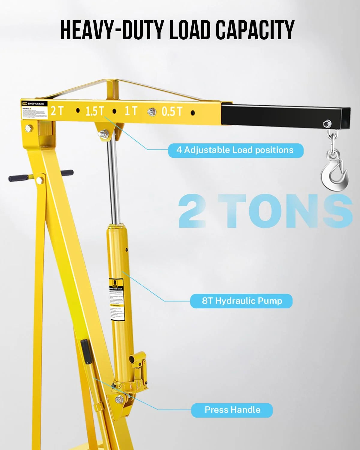 Garvee 2 Ton Hydraulic Folding Shop Crane Engine Hoist With Lever
