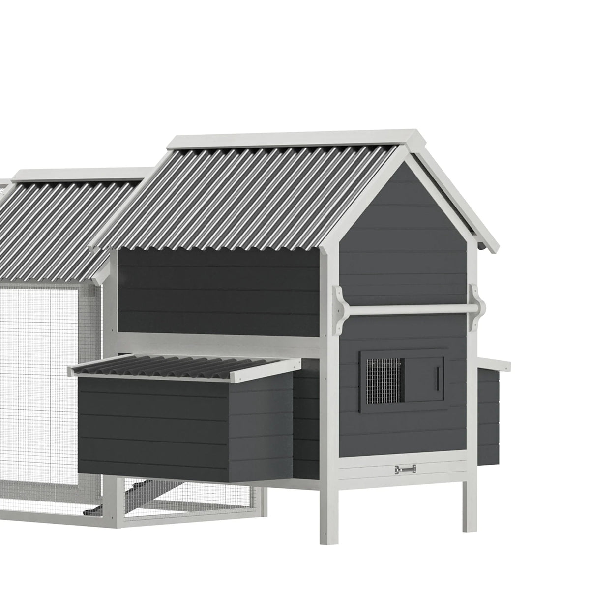 PawHut Large Chicken Coop, 162 in, For 6-8 Chickens, Storm Gray/Crystal White - D51-336V00CG