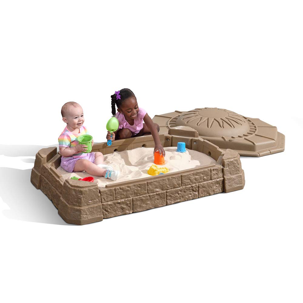 Kids Outdoor Sandbox Play Pit With 7-Piece Accessory Set, 44in W x 32in D x 15.5in H