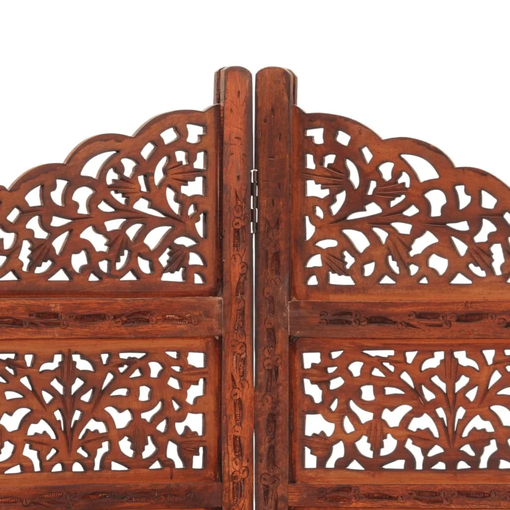 vidaXL 4-Panel Folding Privacy Screen, Solid Mango Wood, 63 x 65 in - Brown