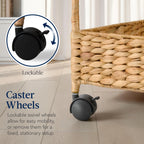 Best Choice Products 3-Tier Water Hyacinth Rolling Utility Cart, 15.5 x 11.5 x 30in