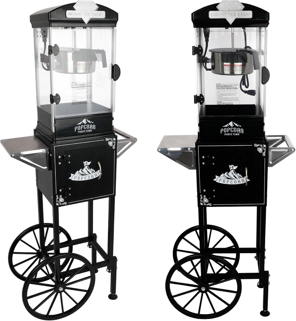 RENDGO Popcorn Maker Machine With Cart, 10 Oz Kettle, 60 Cups, Black