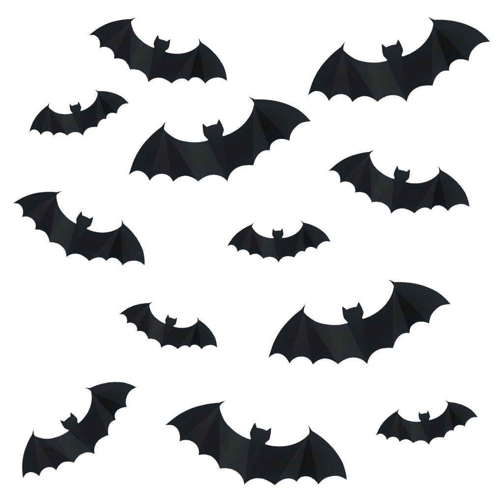 Paper Bat Wall Creatures Decoration, Black, 12 Pieces, Halloween by Way To Celebrate