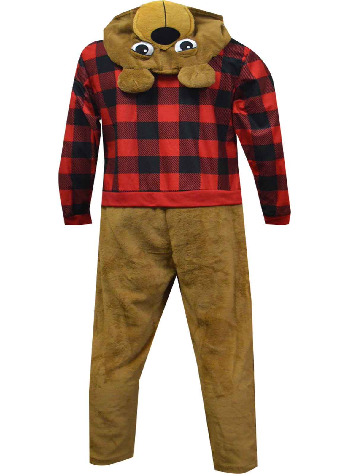 Briefly Stated Mens Buffalo Bear Adult Hooded One Piece Pajama (X-Small)