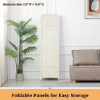 Freestanding Folding Woven Fiber Room Divider Privacy Screen - 6 Ft Tall
