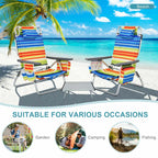 2-Pack 5-Position Outdoor Folding Backpack Beach Chairs With Side Table Set