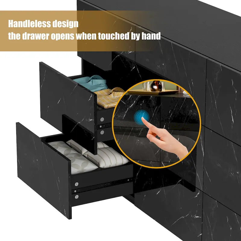9-Drawer Storage Dresser Cabinet With Light, 15.7 W x 55.1 L x 30.3 H
