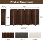 Freestanding Folding Woven Fiber Room Divider Privacy Screen - 6 Ft Tall