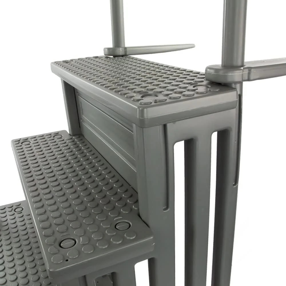 Aqua Select Anti-Slip In-Pool Steps, Gray, 28in W x 81in H, 300 lbs Capacity - For Above Ground Pools