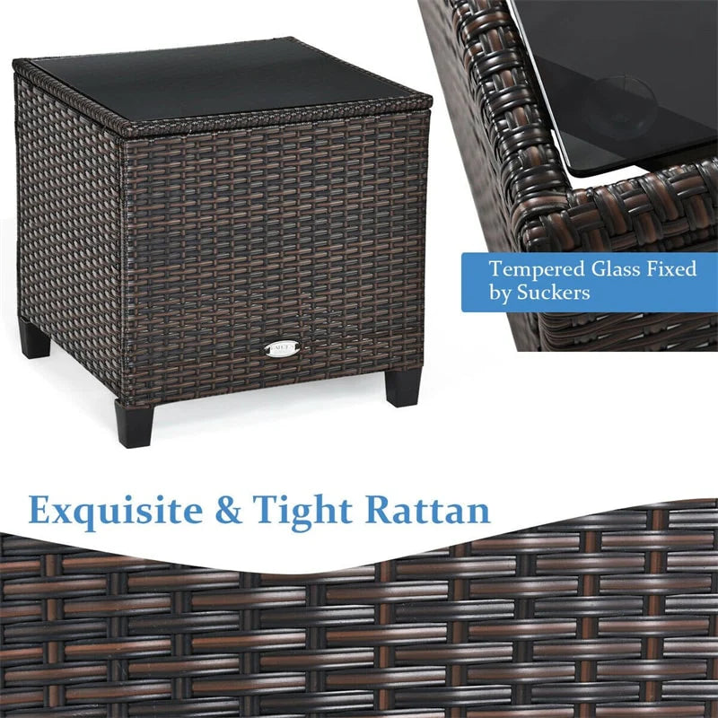 3-Piece Rattan Patio Conversation Set With Cushions And Coffee Table