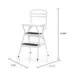 COSCO Stylaire Retro Chair And Step Stool With Flip-Up Seat - White, One Pack