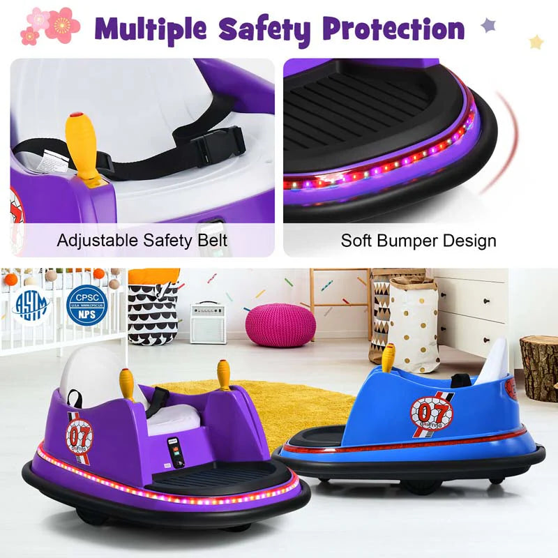 12V Toddler Battery Powered Bumper Car With Dual Joysticks And 360 Degree Spin