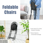 2-Piece Mosaic Folding Bistro Chairs With Ceramic Tile Seats - Black