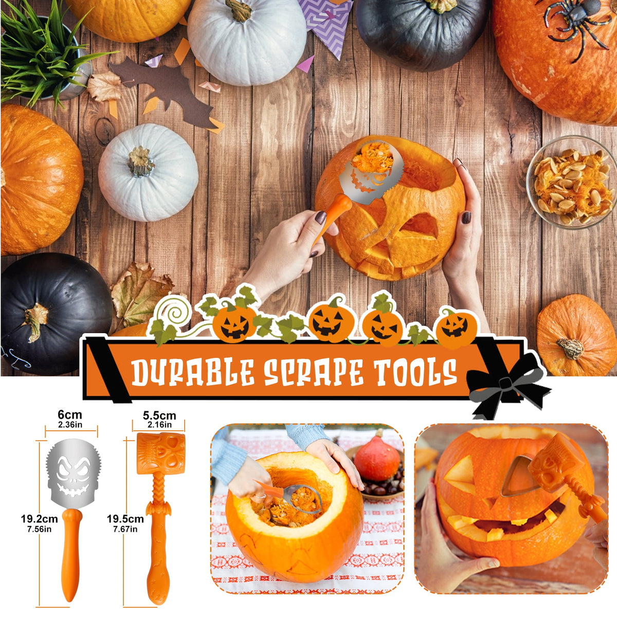 Gintenco Pumpkin Carving Tool & Kit, with Stainless Steel Molds, Decorating Kit 16pcs