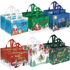HiberyHom 12 Pcs Halloween Trick or Treat Bags with Handles, Gift Bags & Party Favor Bags for Kids, 8.27 x 5.91 x 7.87 inches
