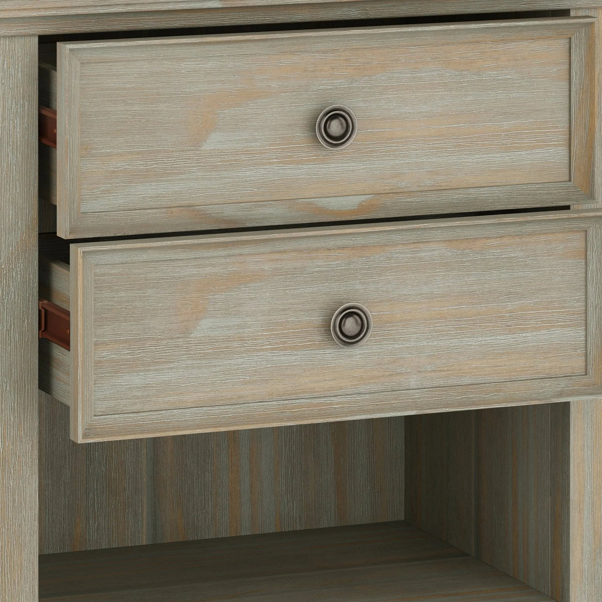 Solid Wood Nightstand With 2 Drawers And Open Shelf, 16 in D x 24 in W x 26 in H