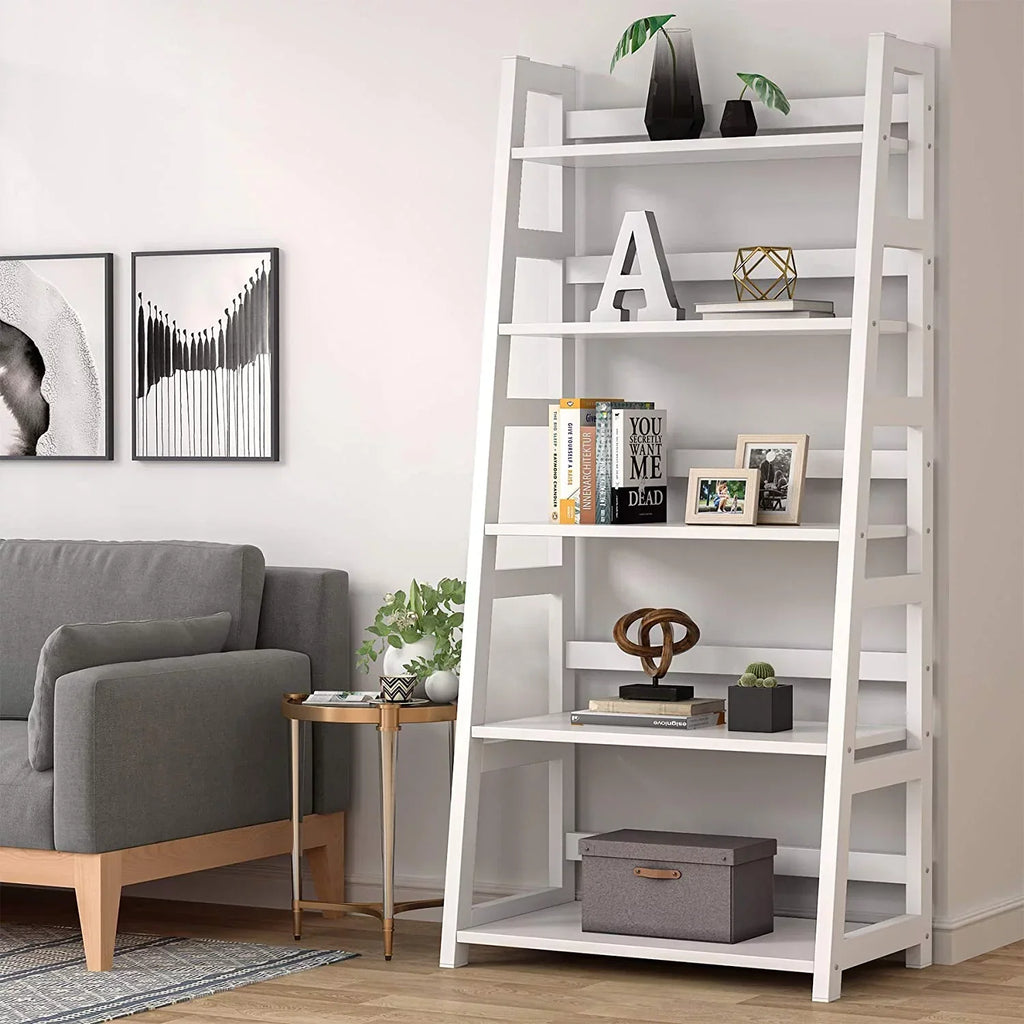 5-Tier Ladder Bookshelf Bookcase With 5 Shelves