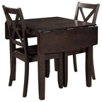 3-Piece Wood Drop Leaf Dining Table Set With 2 X-Back Chairs - 47.3x29.5x29.5inch