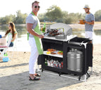 Treasual Portable Camping Kitchen Table, 48 Inch x 21.5 Inch, Windscreen And Storage Organizer