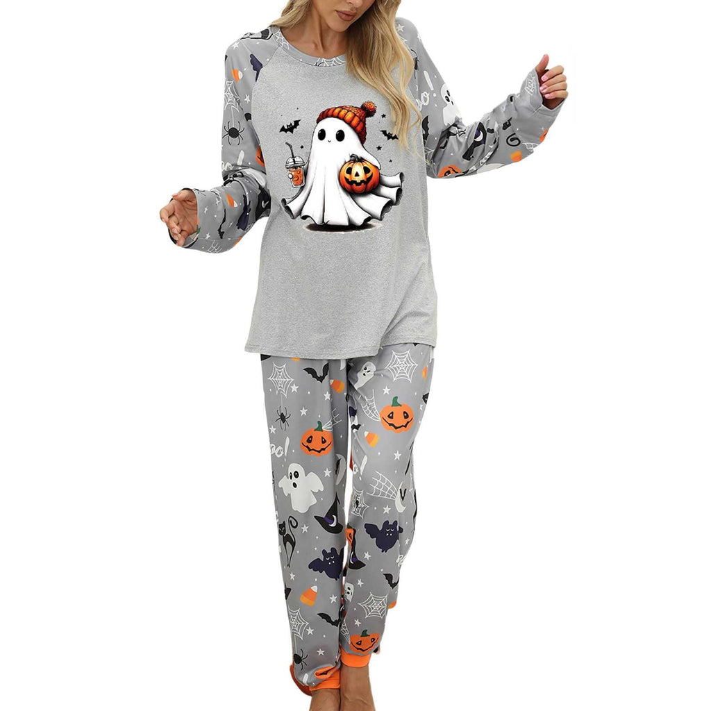 Pajamas For Women Set Halloween Cozy 2 Piece Outfit Soft Comfortable Sleepwear Loungewear Nightwear Nightclothes Homewear