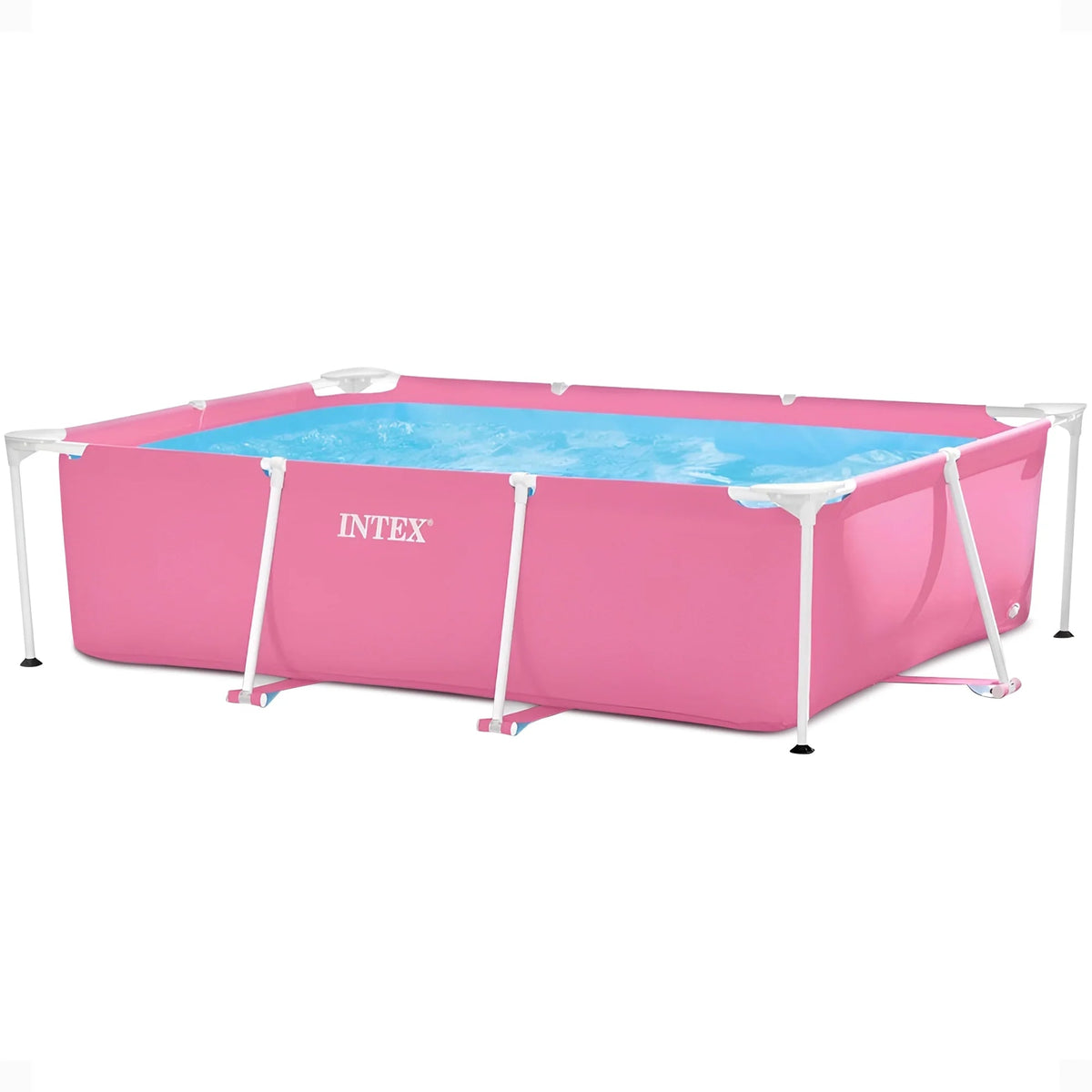 INTEX Rectangular Metal Frame Above Ground Swimming Pool, Pink, 7ft x 23in