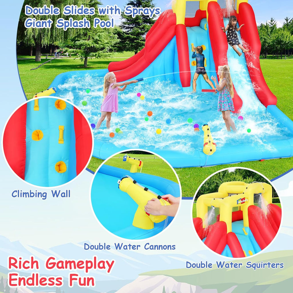 ROOJER Inflatable Water Slide Bounce House 8-in-1 With 450W Blower - Crocodile Water Park