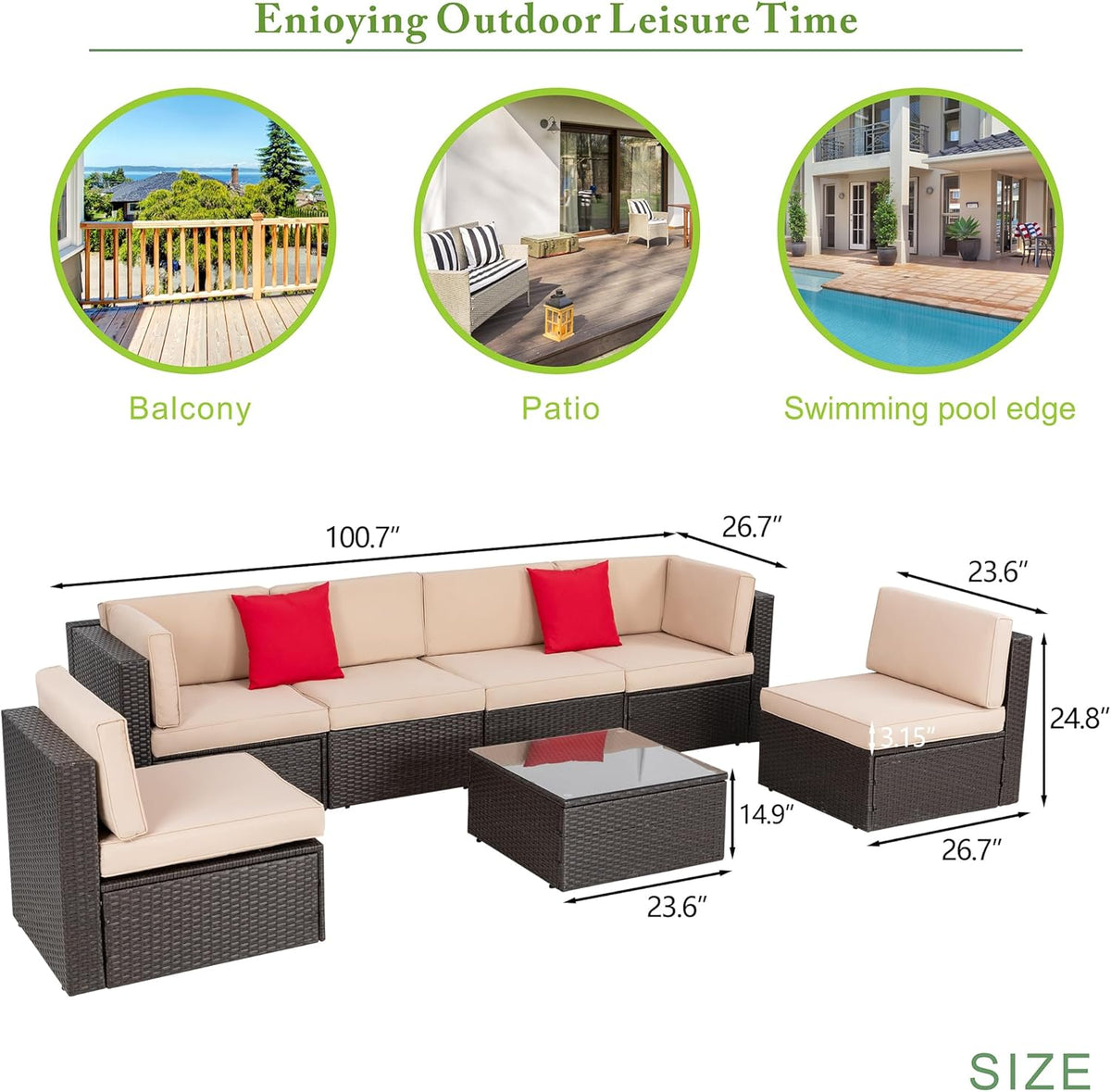 5-Piece All-Weather Wicker Patio Conversation Set With Ottoman And Cushions