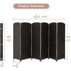 Freestanding Folding Woven Fiber Room Divider Privacy Screen - 6 Ft Tall
