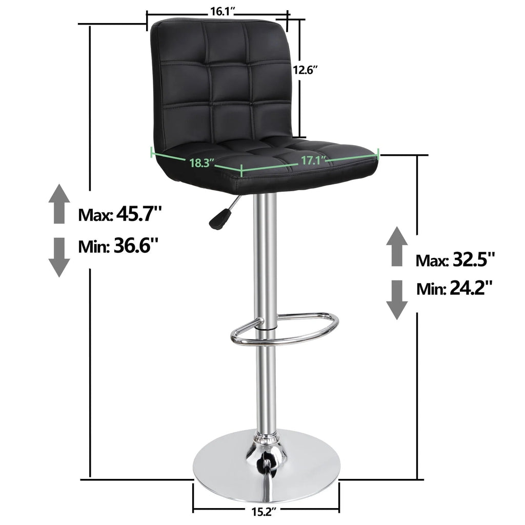 ZENY Bar Stool Set Of 4 With Soft Cushion And Metal Frame - Black