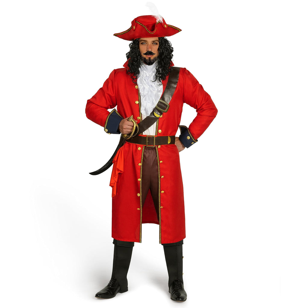 Joyfy Mens Pirate Captain Costume Set, Red Deluxe Captain Outfit for Adult Halloween Fancy Dress Up Party Cosplay