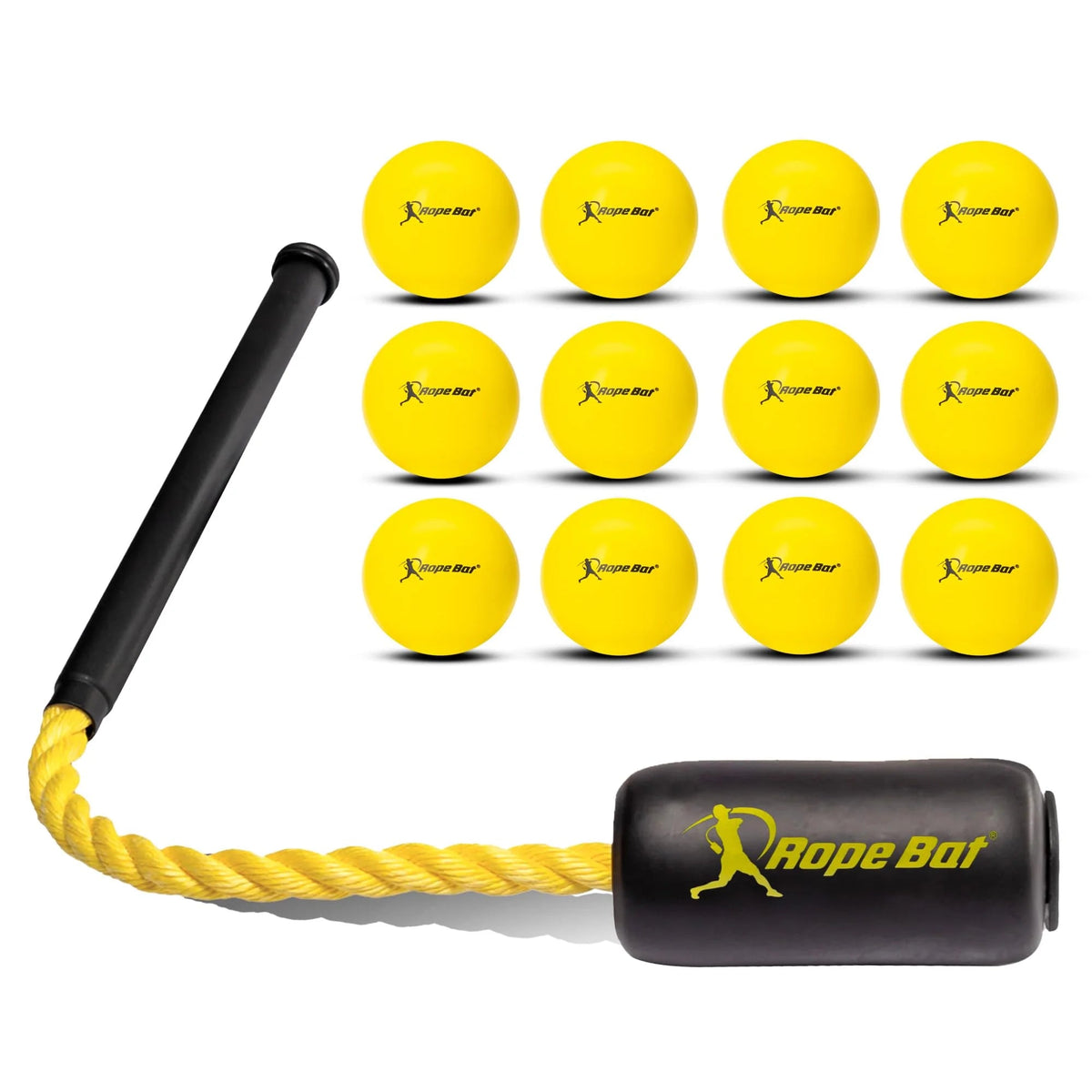 Baseball And Softball Swing Trainer With 12 Soft Balls, 12-Inch Grip, Fits 26 in To 34 in Bats