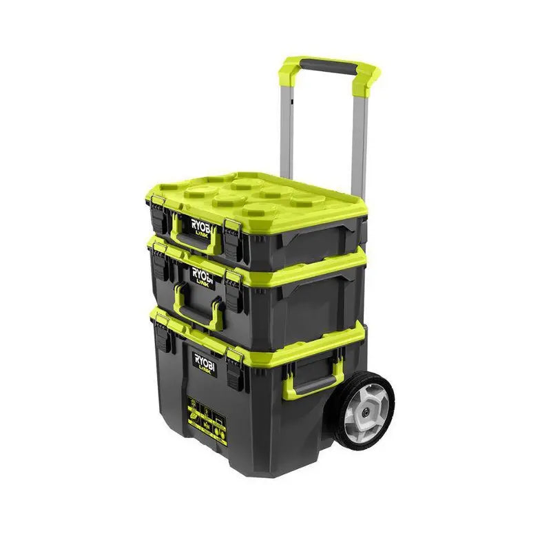 RYOBI LINK Modular Tool Storage Set, Rolling, Medium And Standard Tool Boxes, Green - STM201 STM102 STM101