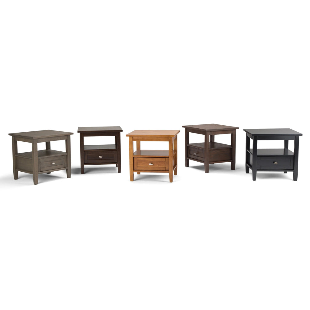 Solid Wood Rectangle End Table With Drawer And Shelf, 18.1in D x 20in W x 19.5in H - Norfolk