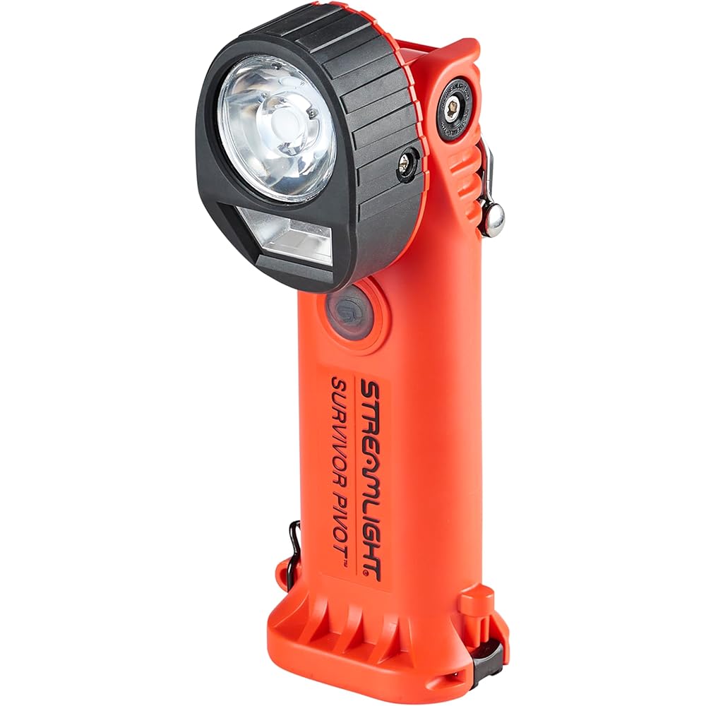 Streamlight Survivor Pivot USB 325-Lumen Rechargeable Right Angle Dual Beam Flashlight, Orange - 91804