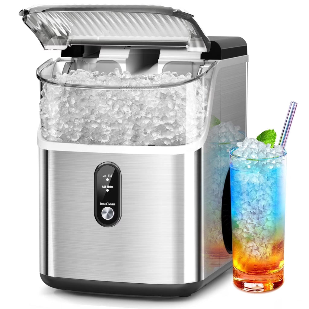 Auseo Countertop Nugget Ice Maker, 35lbs/24H, Self-Cleaning, Black