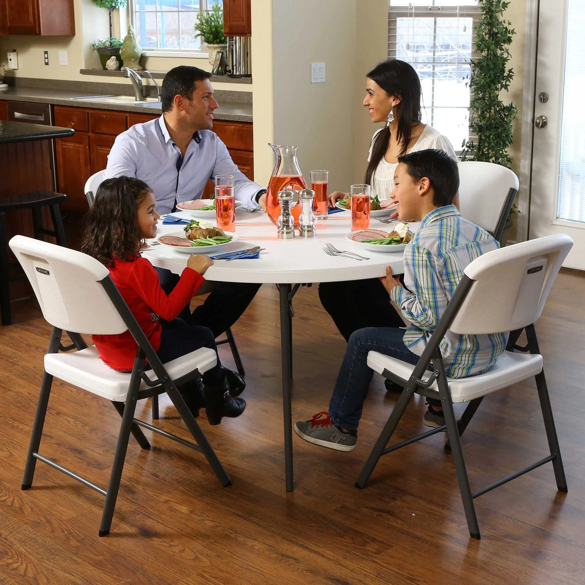 Lifetime 48 inch Round Fold-In-Half Table, White Granite - 280064