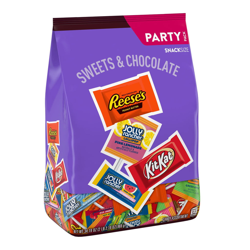 Jolly Rancher, Kit Kat and Reese's Assorted Flavored Snack Size, Halloween Candy Party Pack, 34.19 oz