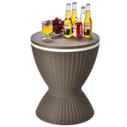 3-in-1 Rattan Outdoor Patio Ice Cooler Side Table, 8 Gal - Adjustable 22.5 in/32.5 in Height