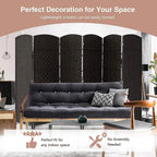 Freestanding Folding Woven Fiber Room Divider Privacy Screen - 6 Ft Tall