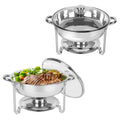 IMACONE 5QT Stainless Steel Round Chafing Dish Buffet Set, 2-Pack With Glass Lid