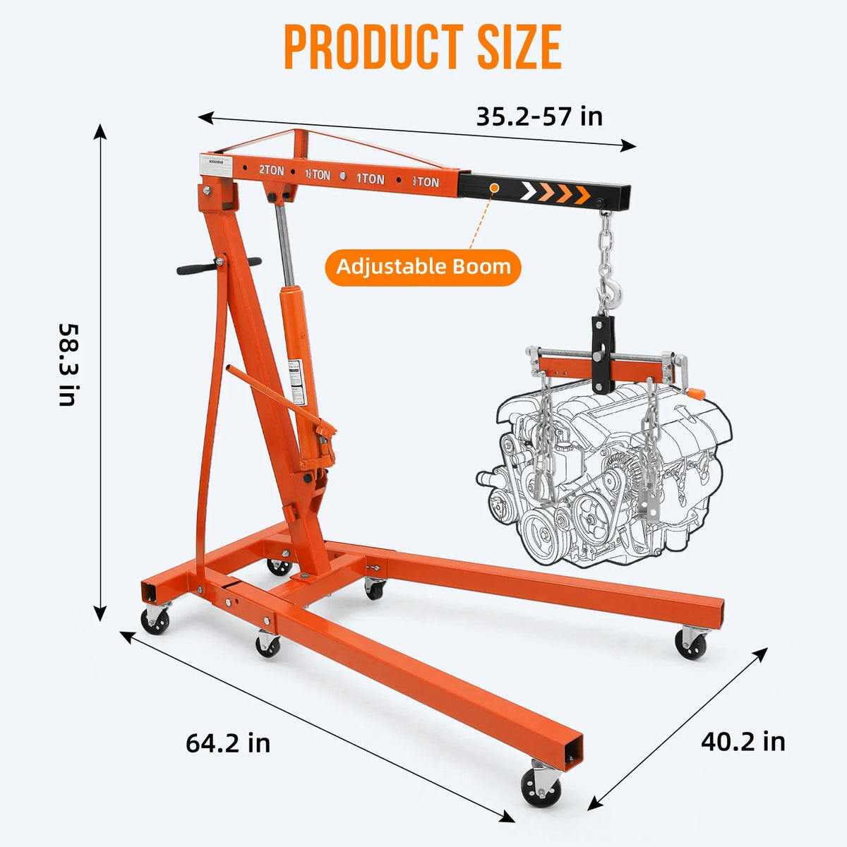 JoanKaren Hydraulic Engine Hoist 4400 lbs, Folding, Yellow - PAU_0LMM
