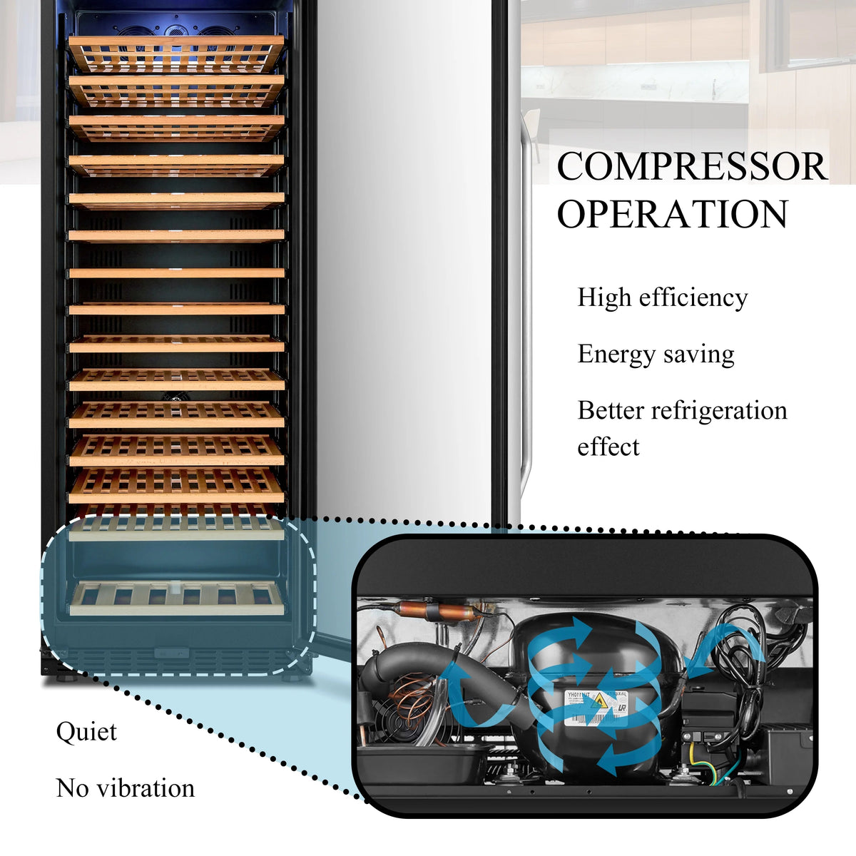 Lanbo 165 Bottle Built-In Black Single Zone Wine Cooler, 24 inch Width - LW177S