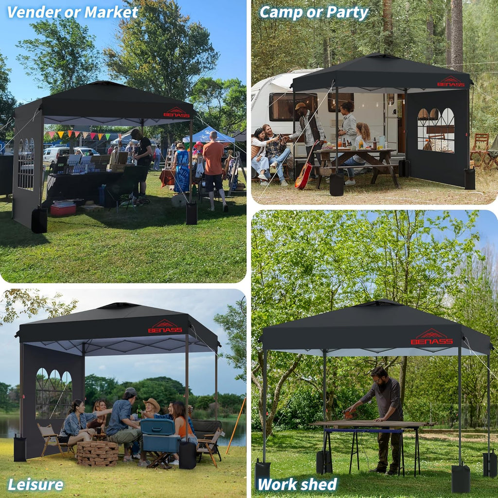 10x10 Pop-Up Canopy Tent With 3 Removable Sidewalls