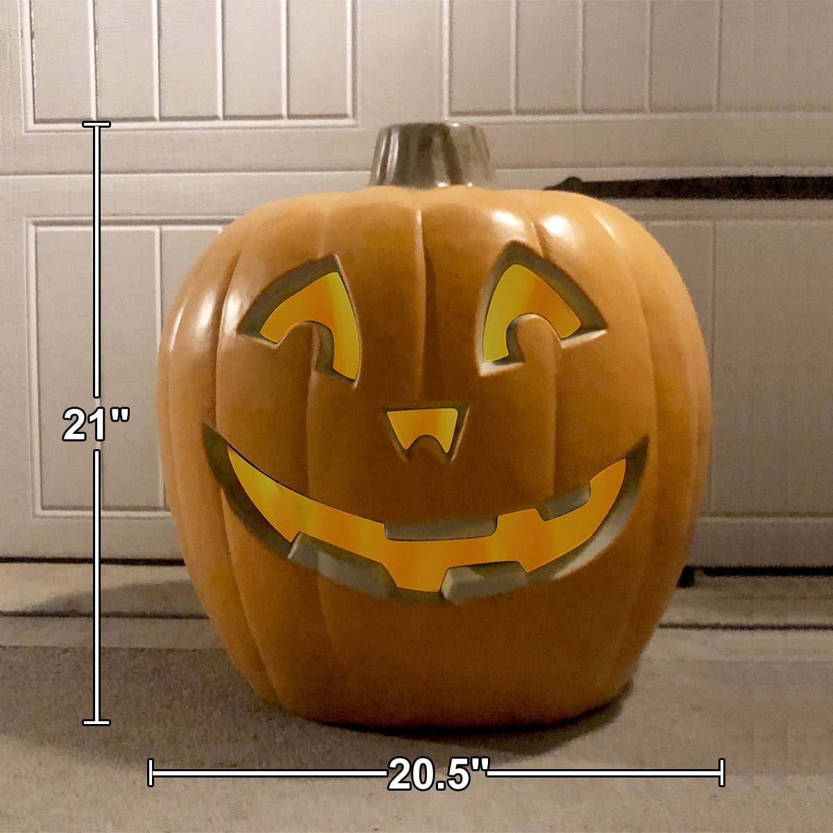 Gamexcel 21" Jack O Lantern Halloween Plastic Pumpkin Lights with Pre-lit LED Bulbs - Indoor/Outdoor Smile Face Decoration